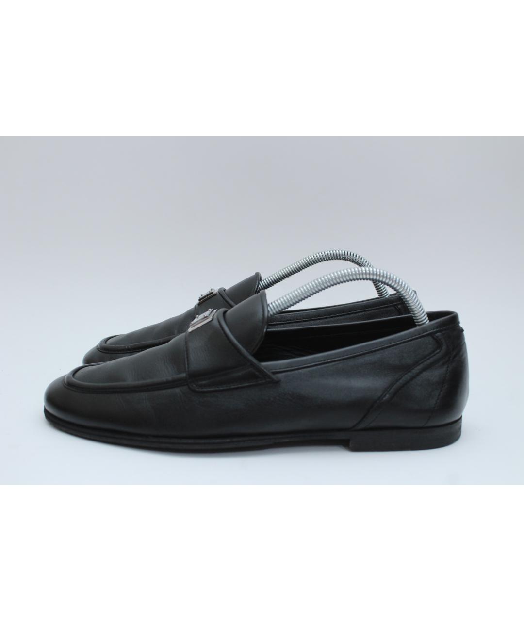 DOLCE&GABBANA Черные кожаные низкие кроссовки / кеды, фото 4