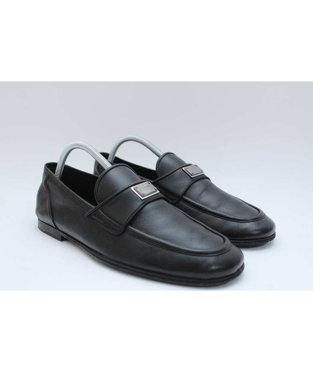 DOLCE&GABBANA Черные кожаные низкие кроссовки / кеды, фото 2