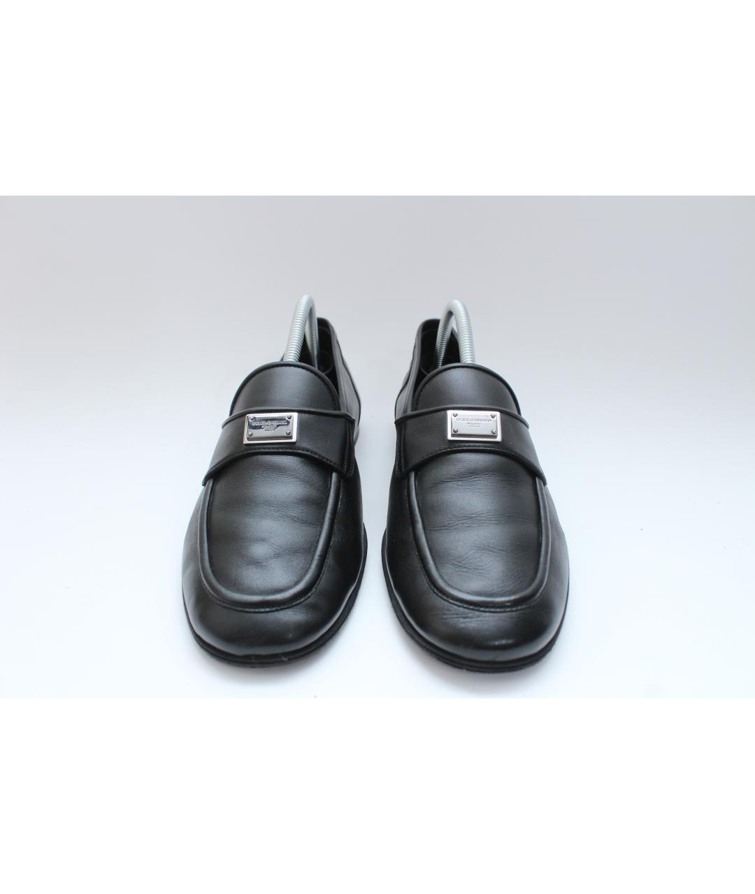 DOLCE&GABBANA Черные кожаные низкие кроссовки / кеды, фото 5