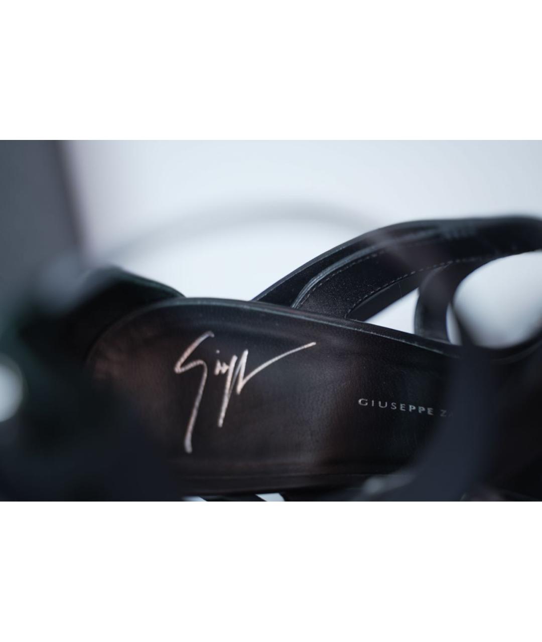 GIUSEPPE ZANOTTI DESIGN Черные кожаные босоножки, фото 7