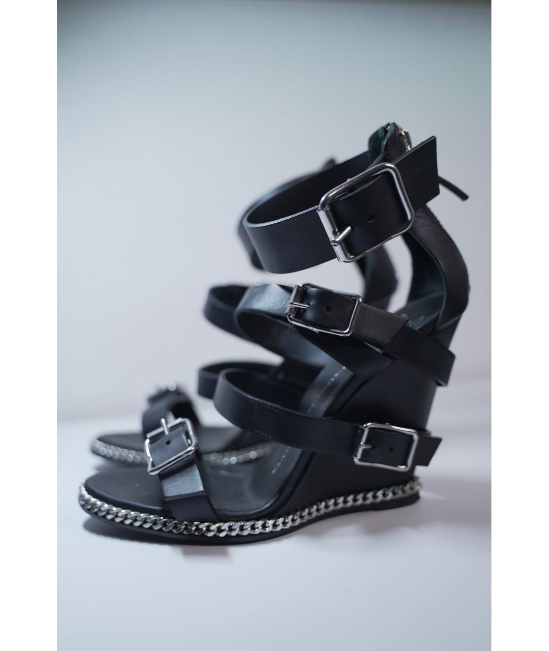 GIUSEPPE ZANOTTI DESIGN Черные кожаные босоножки, фото 2