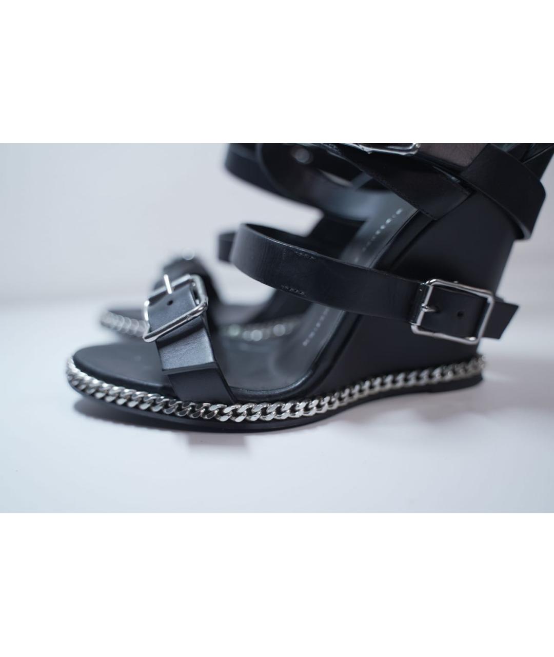 GIUSEPPE ZANOTTI DESIGN Черные кожаные босоножки, фото 5