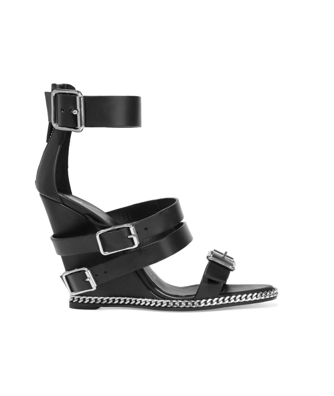 GIUSEPPE ZANOTTI DESIGN Черные кожаные босоножки, фото 1