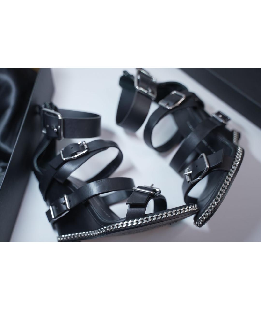 GIUSEPPE ZANOTTI DESIGN Черные кожаные босоножки, фото 8