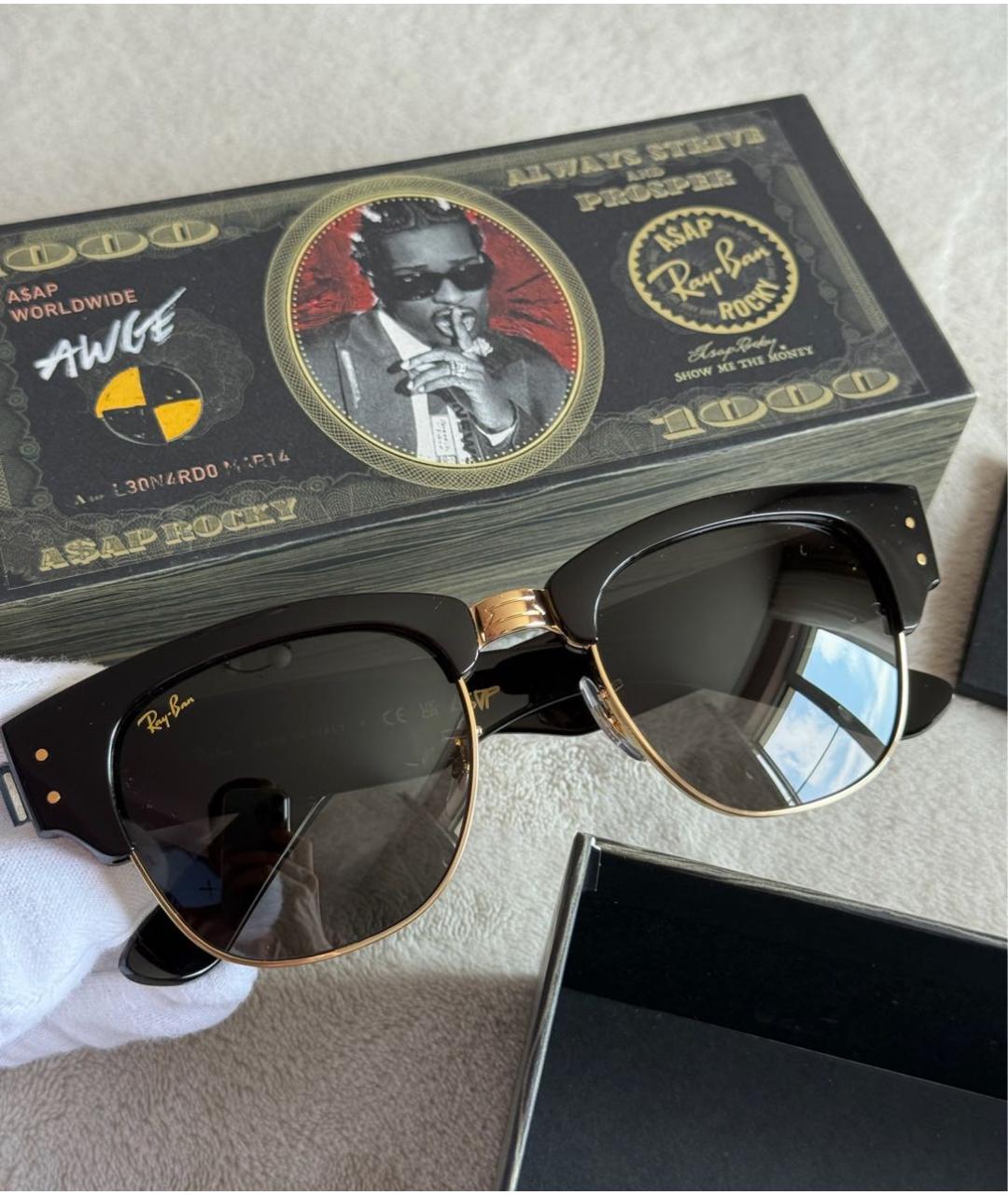 RAY BAN Черные пластиковые солнцезащитные очки, фото 2