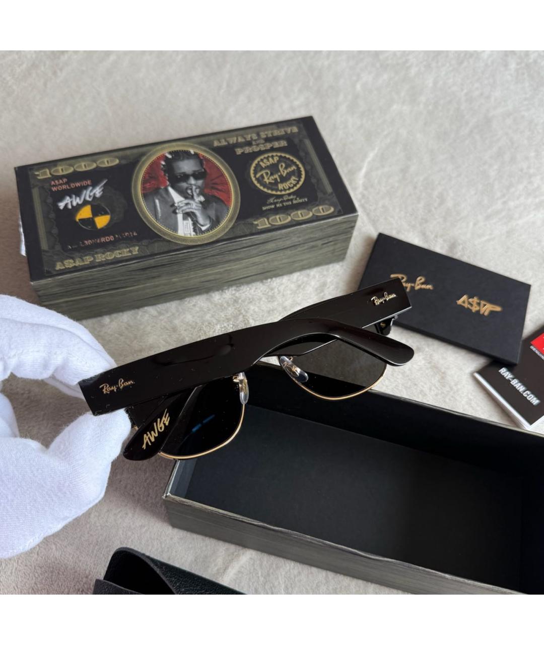 RAY BAN Черные пластиковые солнцезащитные очки, фото 3