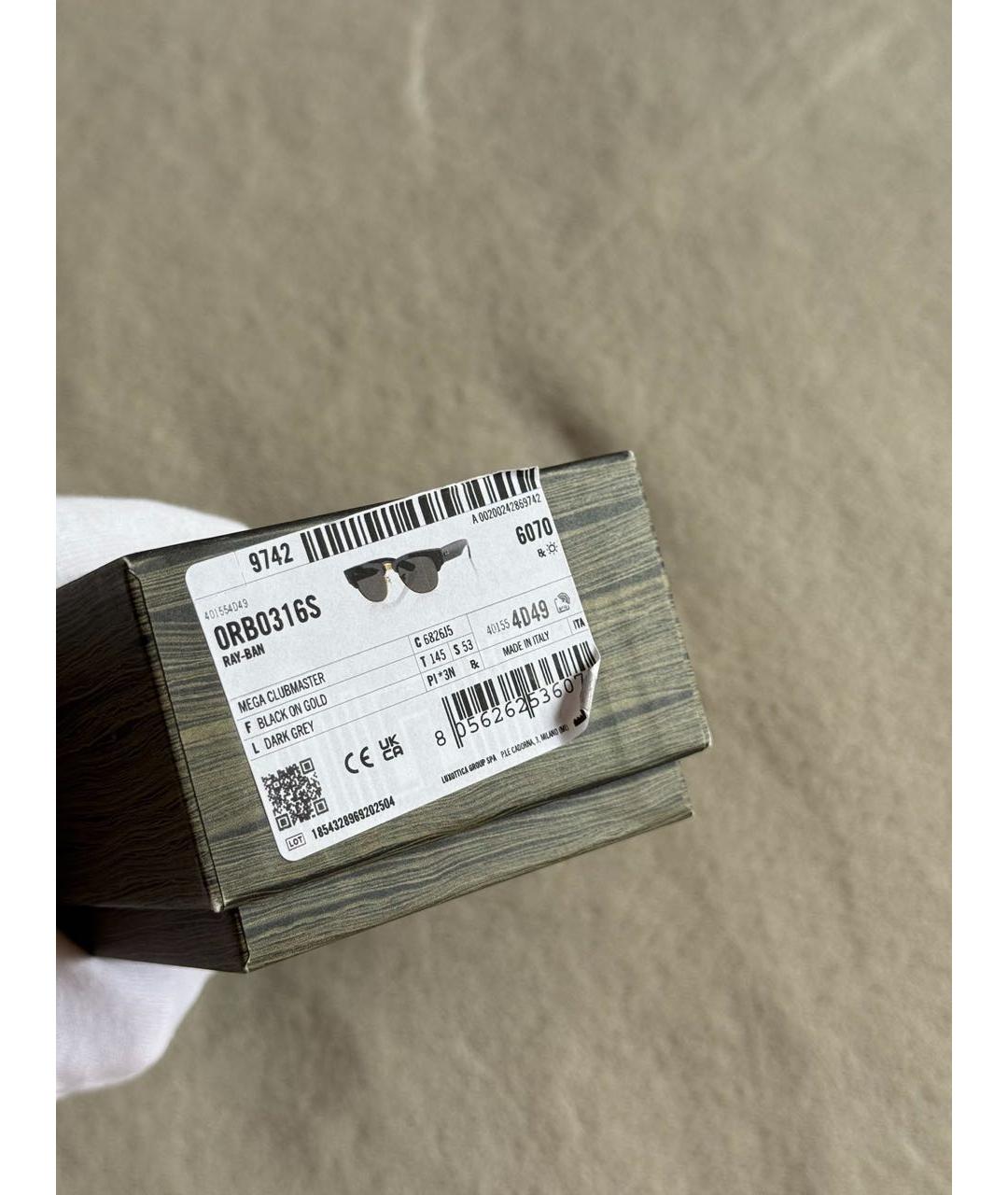 RAY BAN Черные пластиковые солнцезащитные очки, фото 7