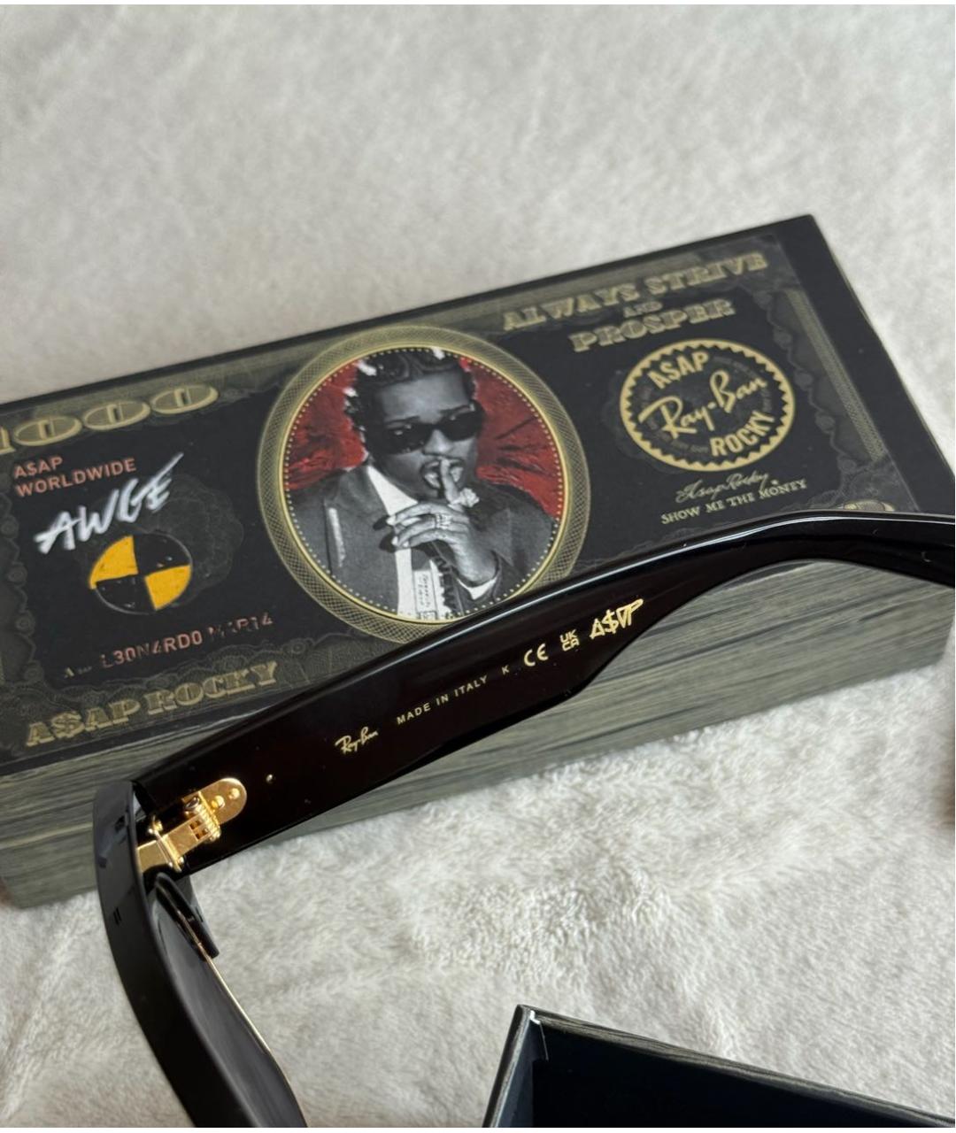 RAY BAN Черные пластиковые солнцезащитные очки, фото 4