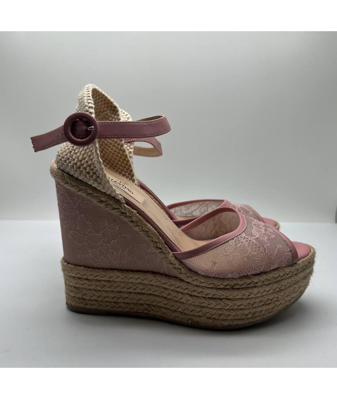 VALENTINO Розовые текстильные туфли, фото 4