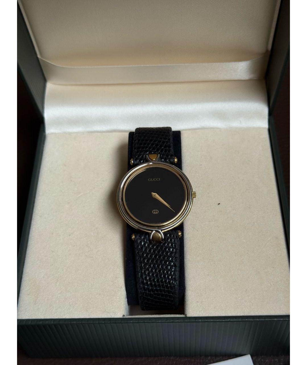 GUCCI Черные позолоченные часы, фото 2