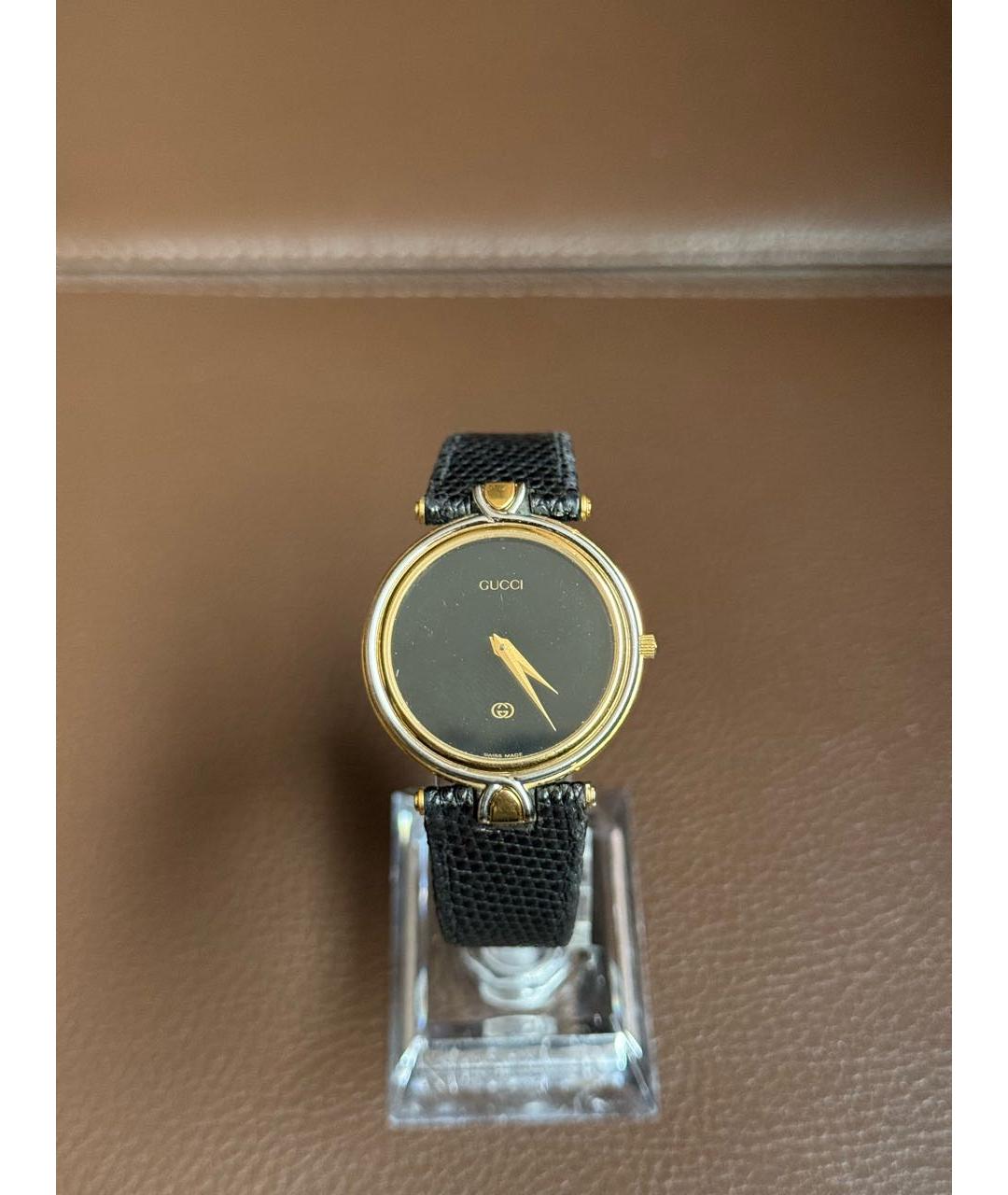 GUCCI Черные позолоченные часы, фото 9