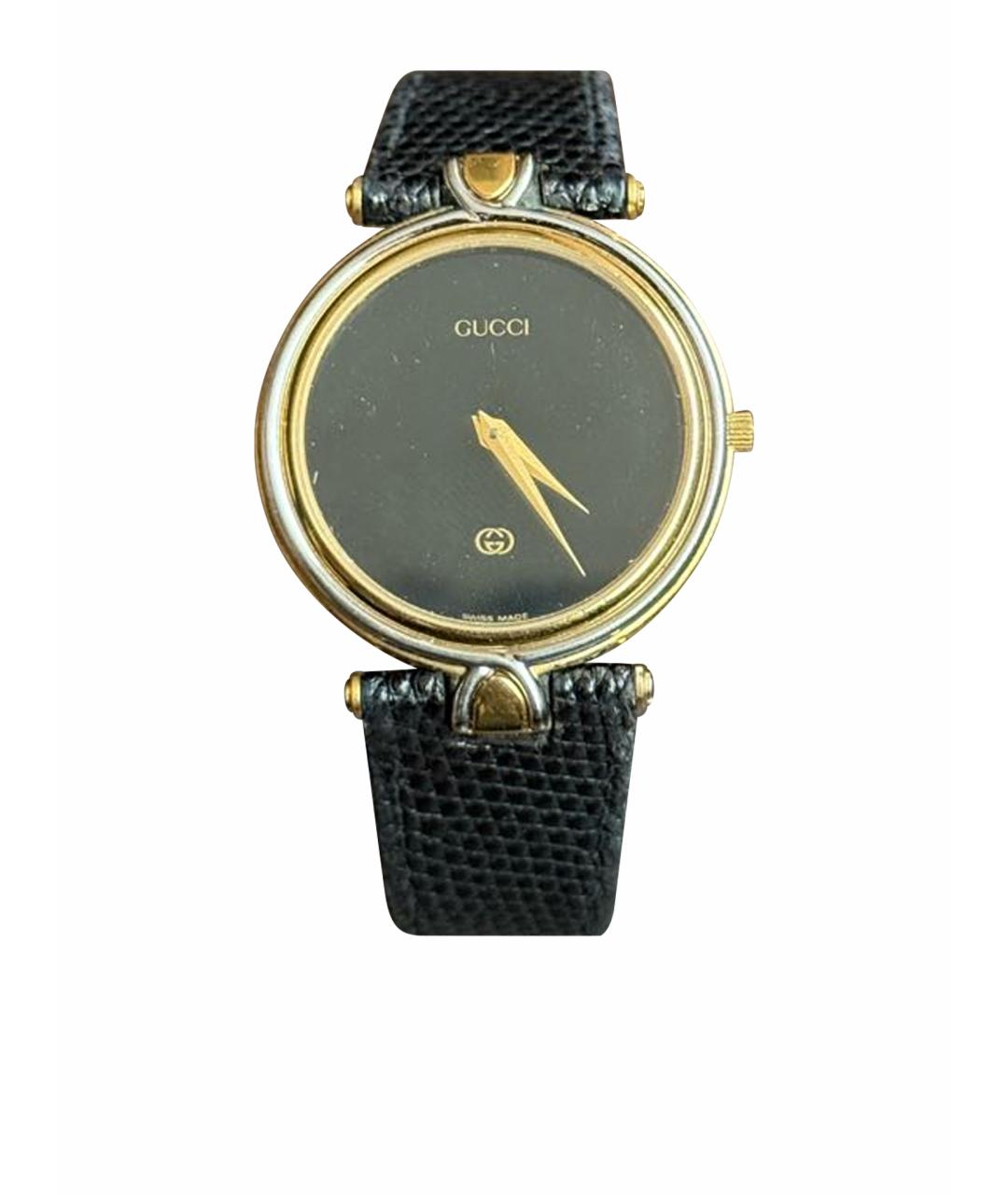 GUCCI Черные позолоченные часы, фото 1