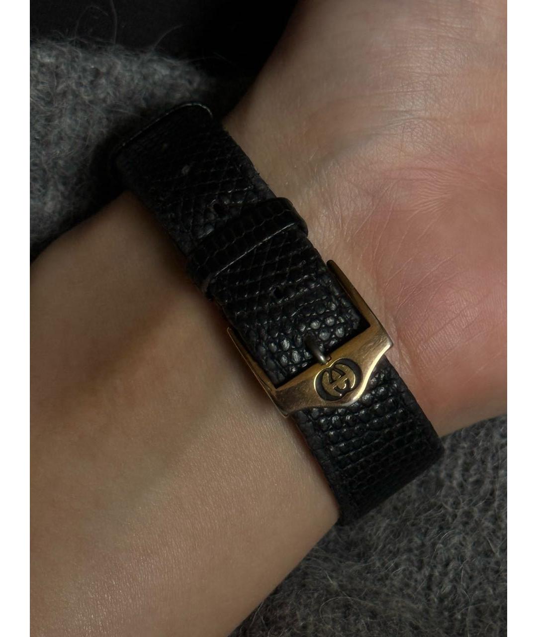 GUCCI Черные позолоченные часы, фото 7