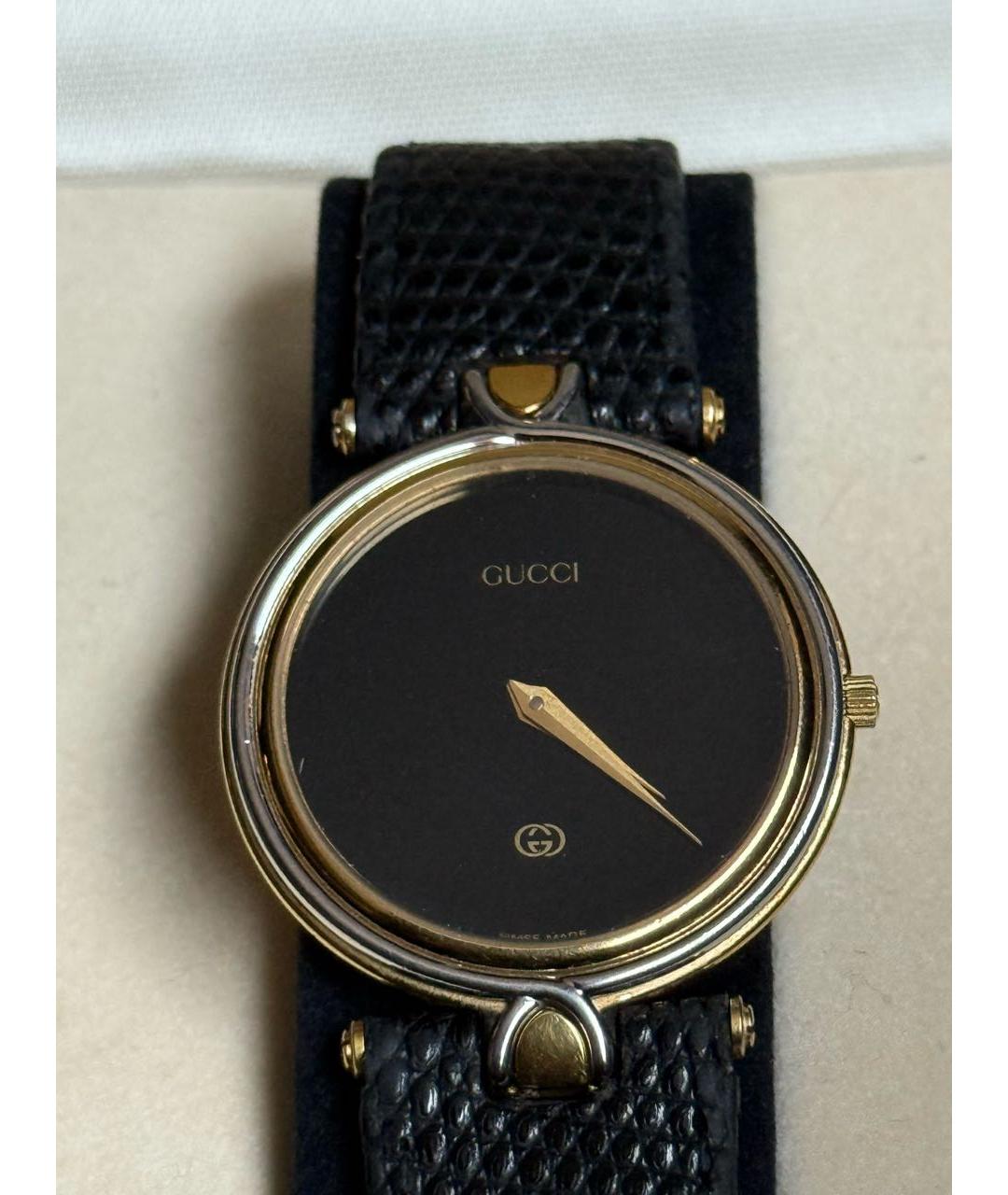 GUCCI Черные позолоченные часы, фото 3