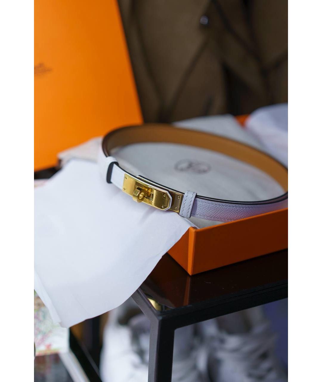 HERMES Белый кожаный ремень, фото 3