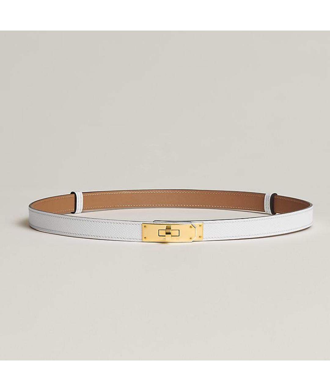 HERMES Белый кожаный ремень, фото 4