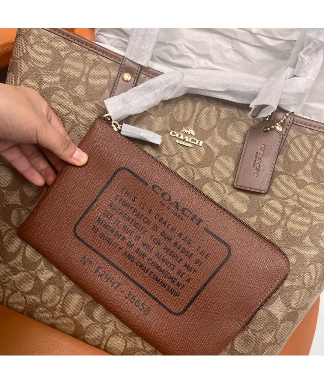 COACH Коричневая сумка тоут, фото 5