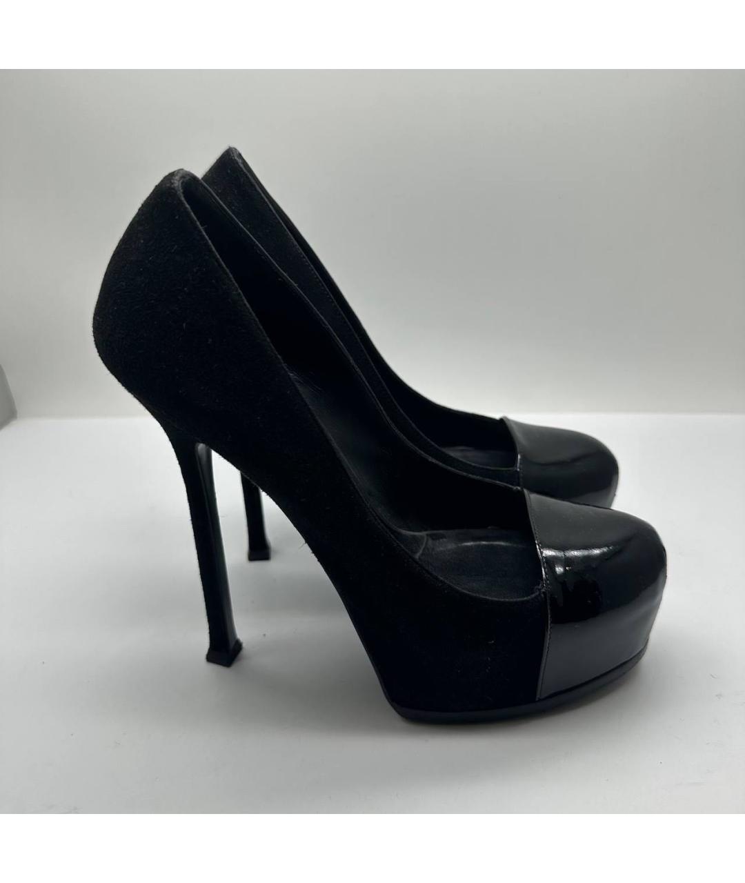 SAINT LAURENT Черные замшевые туфли, фото 4