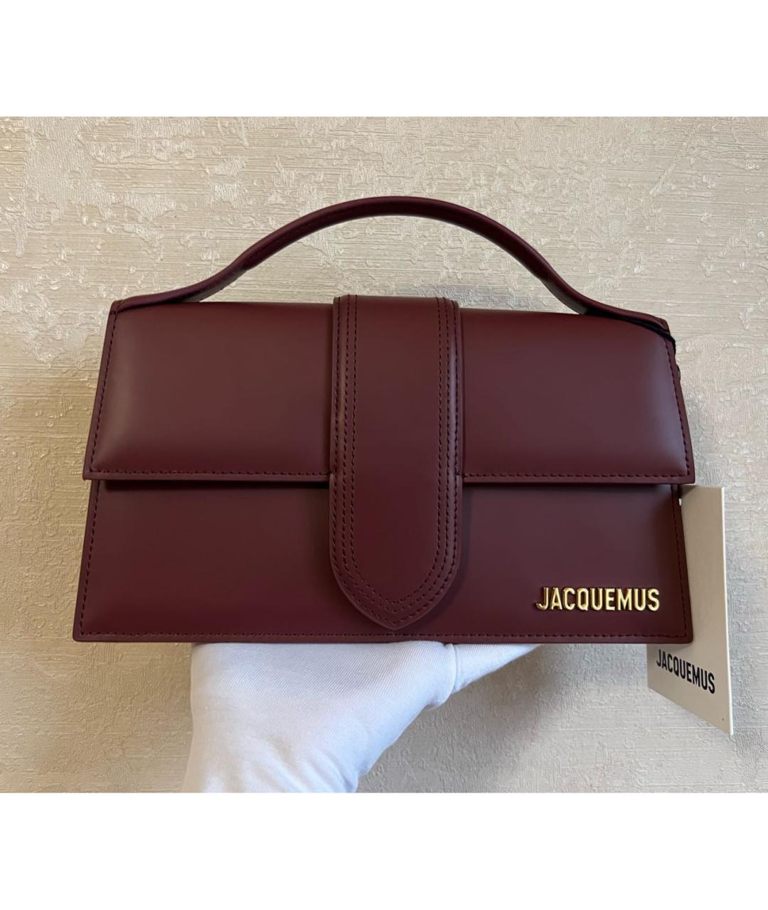 JACQUEMUS Бордовая кожаная сумка через плечо, фото 6