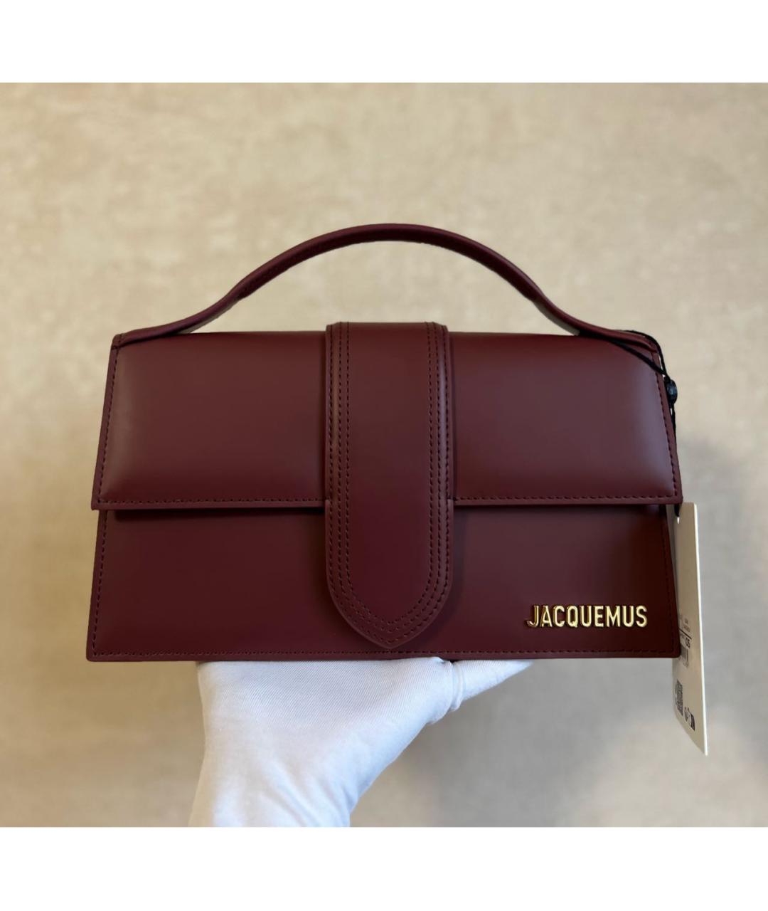 JACQUEMUS Бордовая кожаная сумка через плечо, фото 3