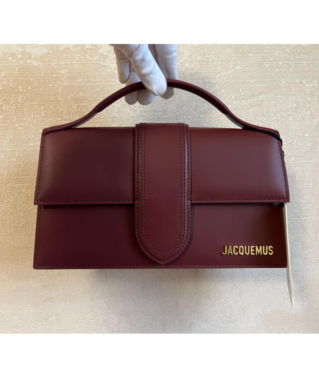 JACQUEMUS Бордовая кожаная сумка через плечо, фото 4