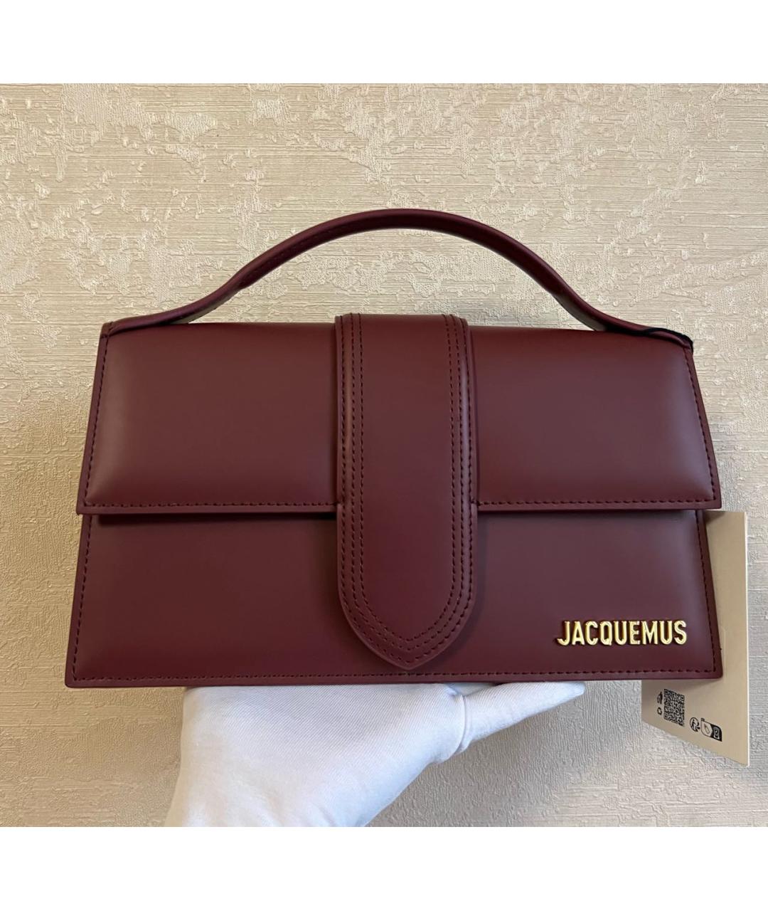 JACQUEMUS Бордовая кожаная сумка через плечо, фото 7