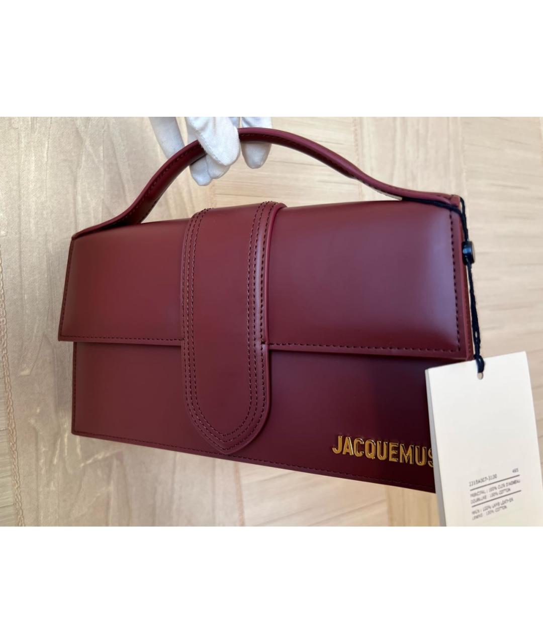 JACQUEMUS Бордовая кожаная сумка через плечо, фото 3