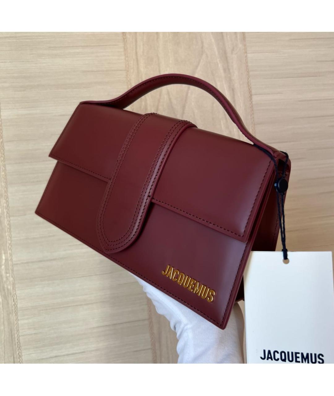 JACQUEMUS Бордовая кожаная сумка через плечо, фото 6