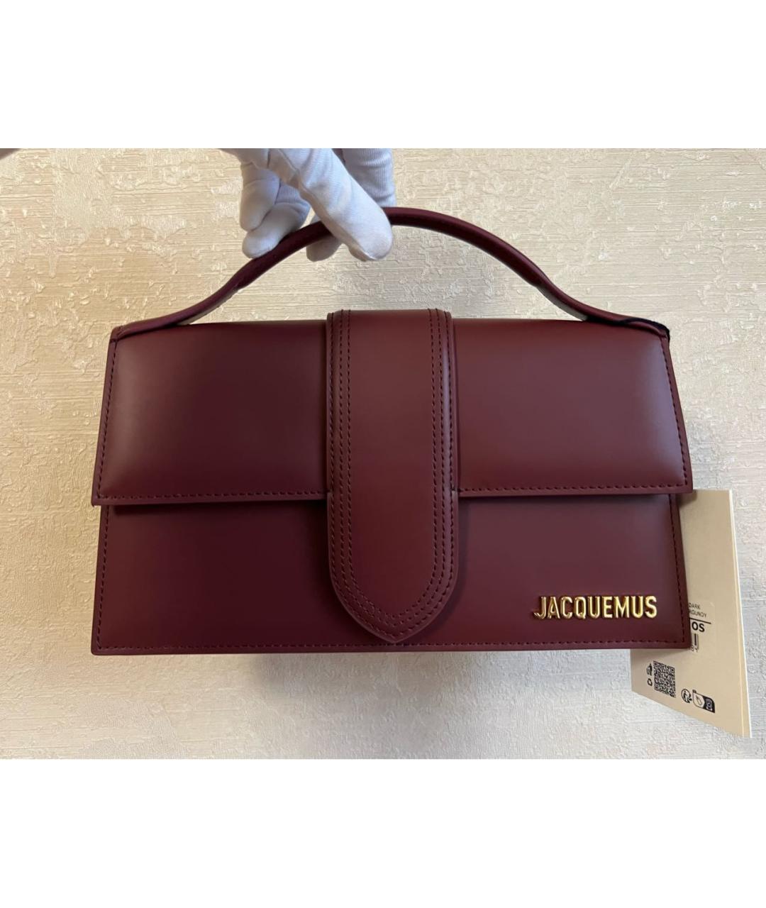 JACQUEMUS Бордовая кожаная сумка через плечо, фото 8