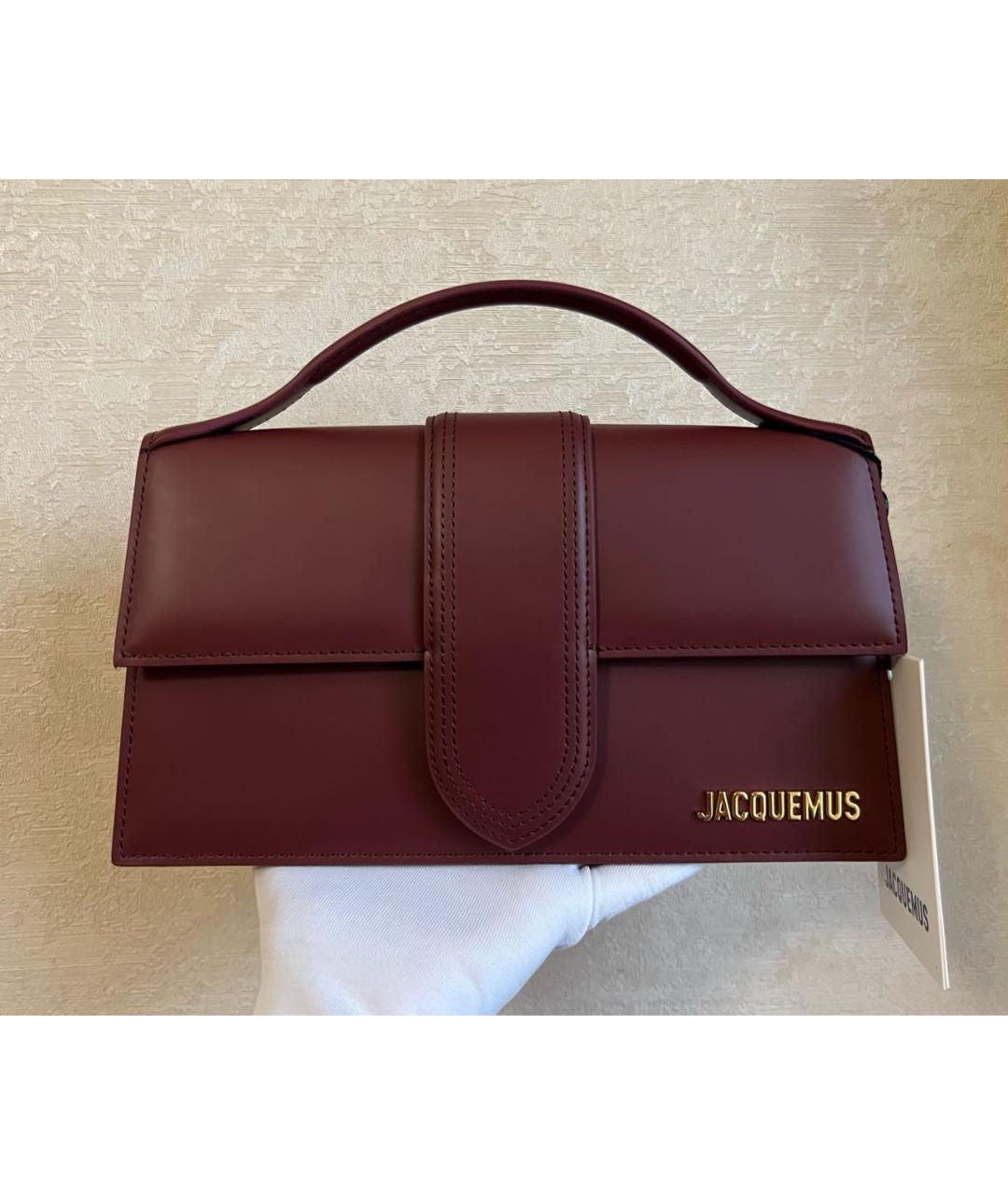 JACQUEMUS Бордовая кожаная сумка через плечо, фото 5
