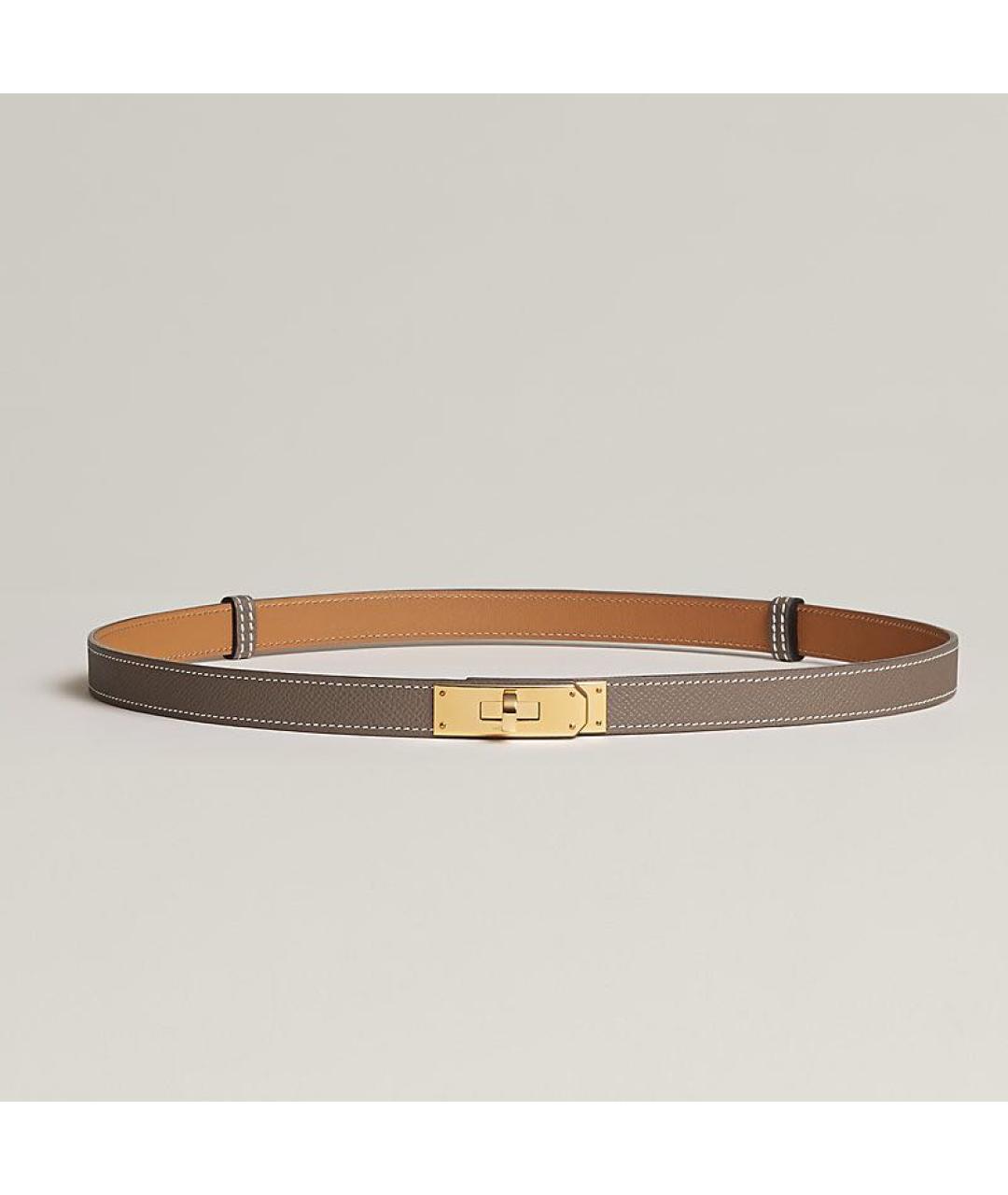 HERMES Серый кожаный ремень, фото 4