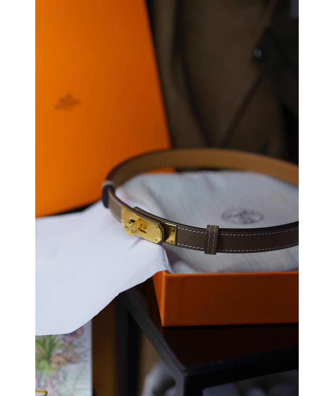 HERMES Серый кожаный ремень, фото 3