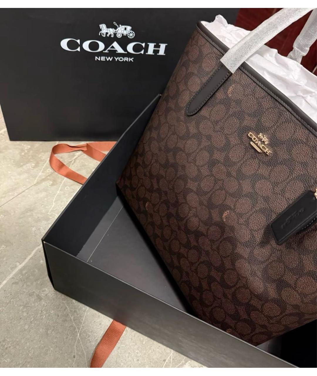 COACH Коричневая сумка тоут, фото 4