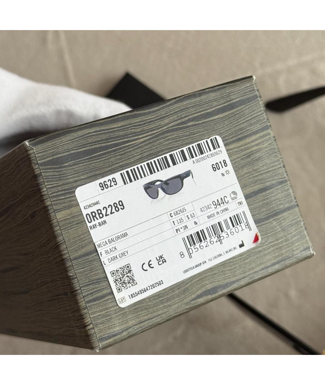 RAY BAN Черные пластиковые солнцезащитные очки, фото 7