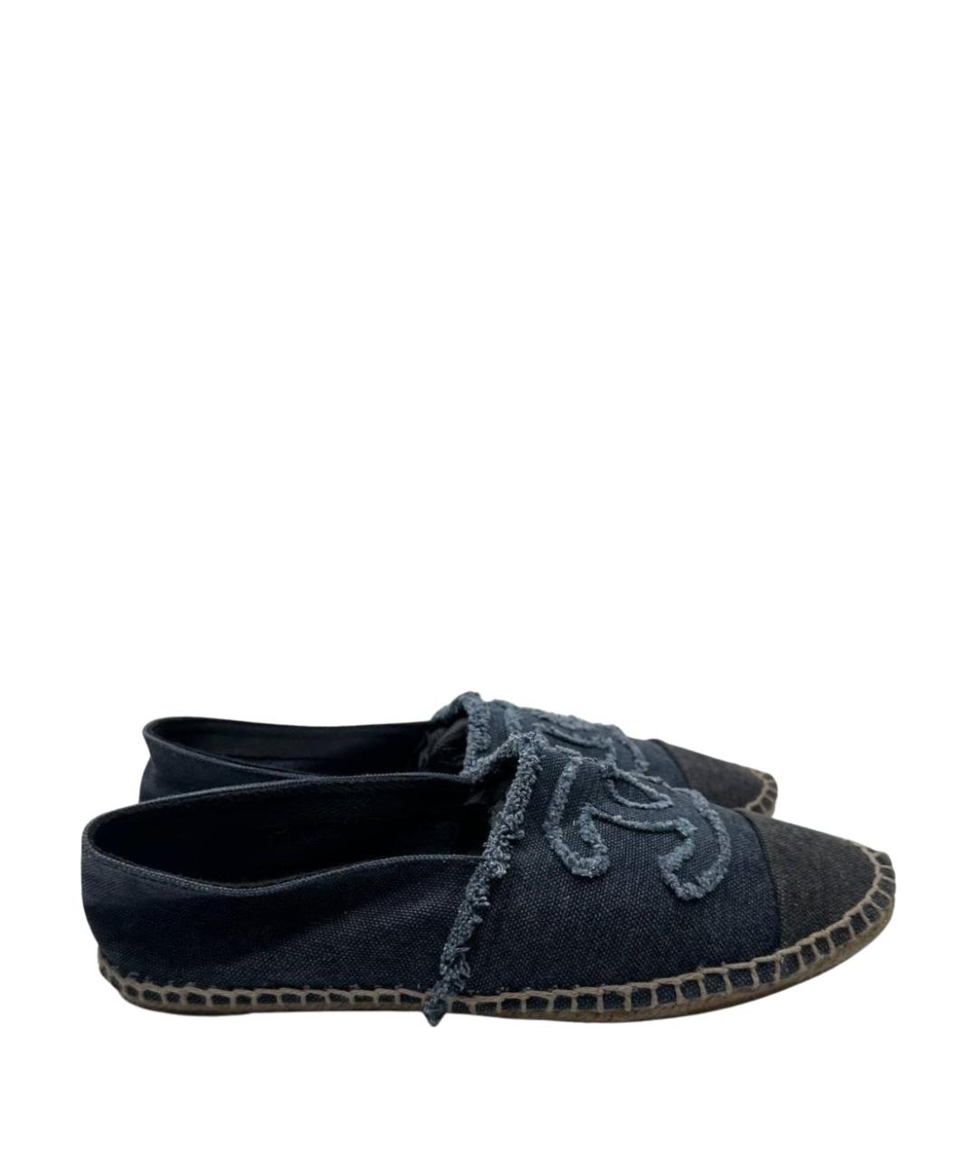 CHANEL Темно-синие текстильные эспадрильи, фото 1