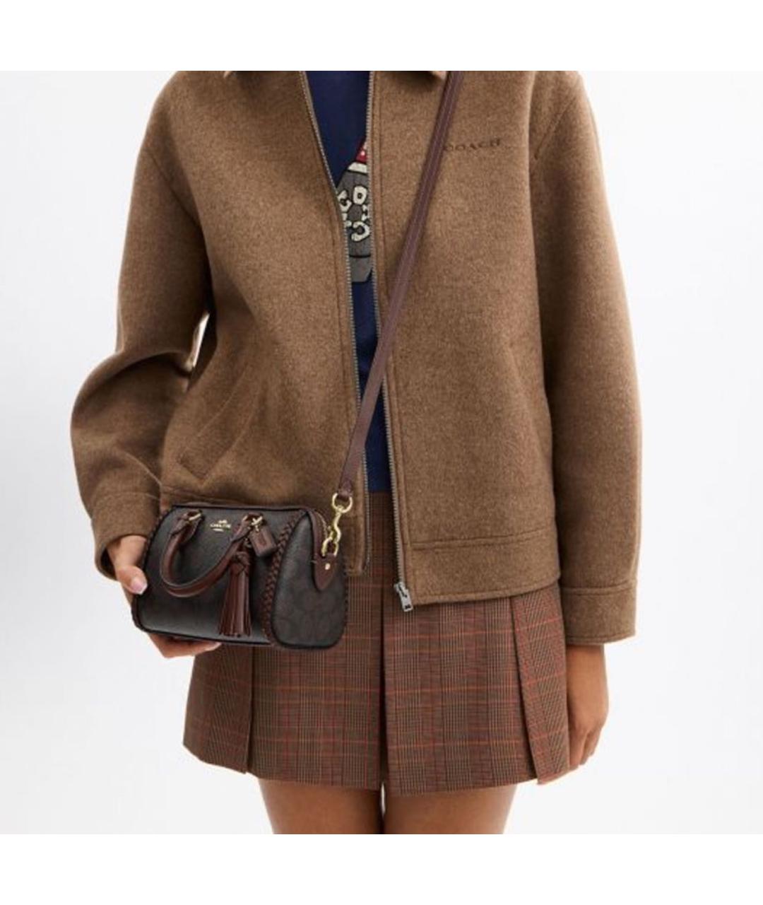 COACH Коричневая сумка с короткими ручками, фото 6