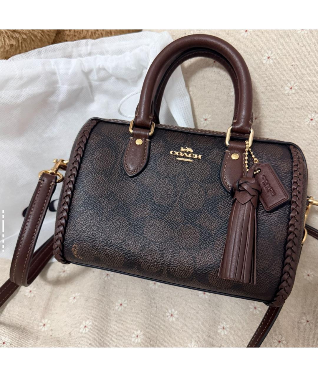 COACH Коричневая сумка с короткими ручками, фото 8