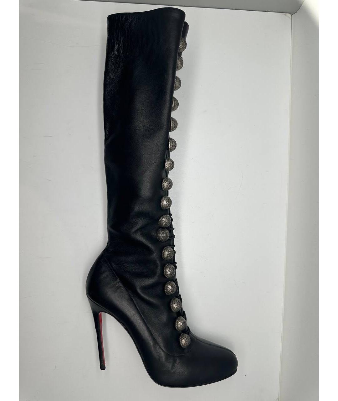 CHRISTIAN LOUBOUTIN Черные кожаные сапоги, фото 5