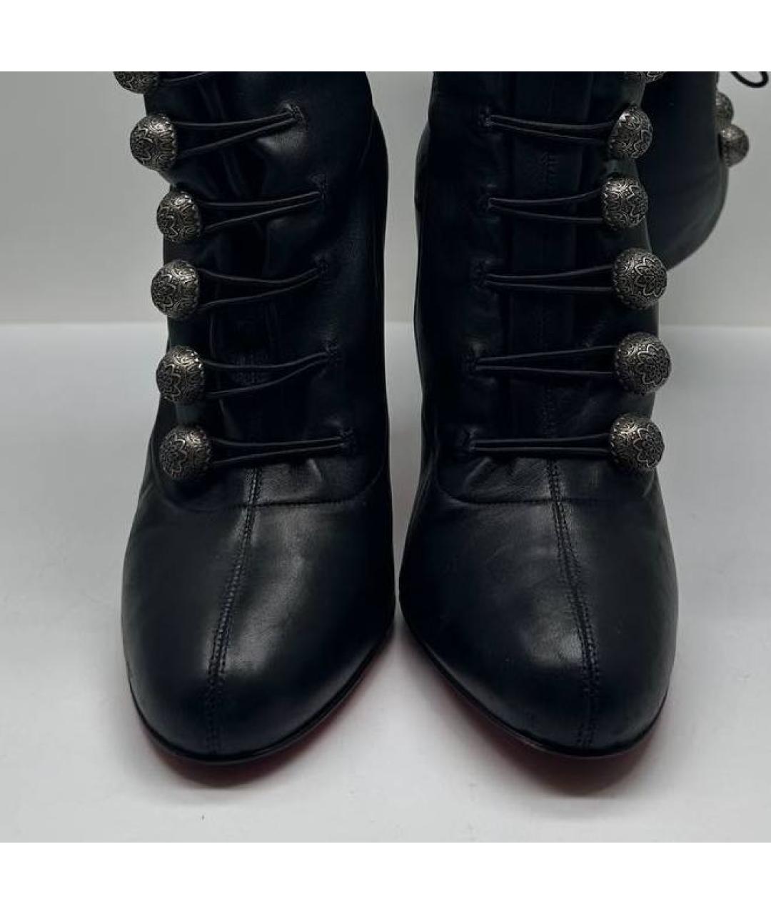 CHRISTIAN LOUBOUTIN Черные кожаные сапоги, фото 3