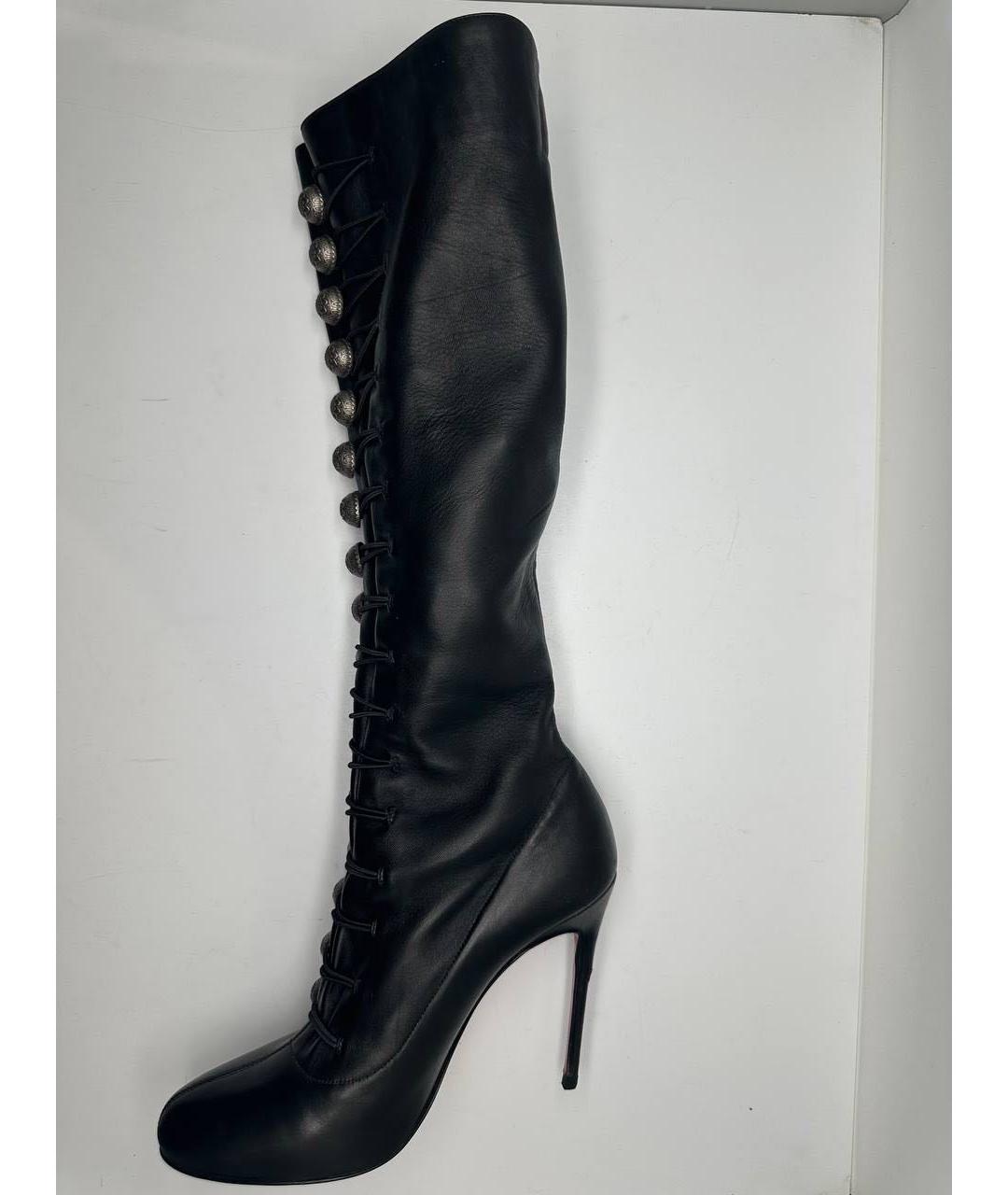 CHRISTIAN LOUBOUTIN Черные кожаные сапоги, фото 4