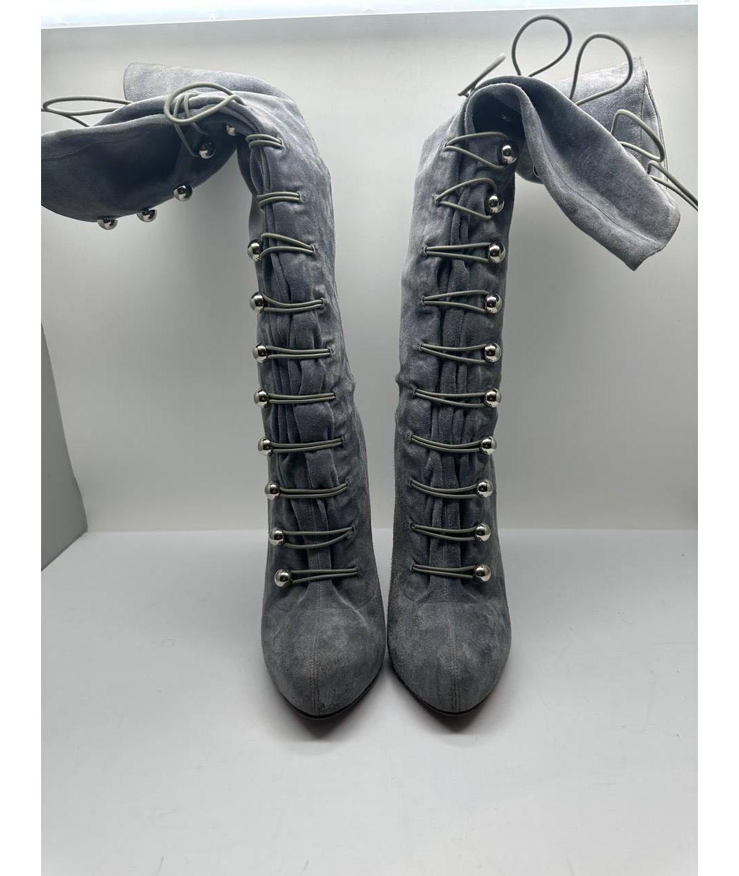 CHRISTIAN LOUBOUTIN Серые замшевые сапоги, фото 2