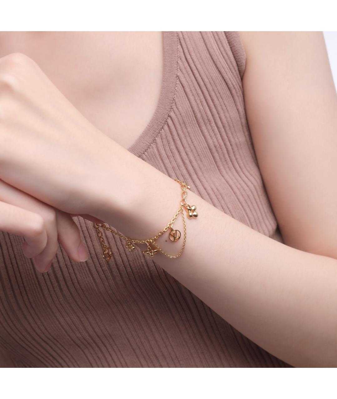 LOUIS VUITTON Золотой металлический браслет, фото 3