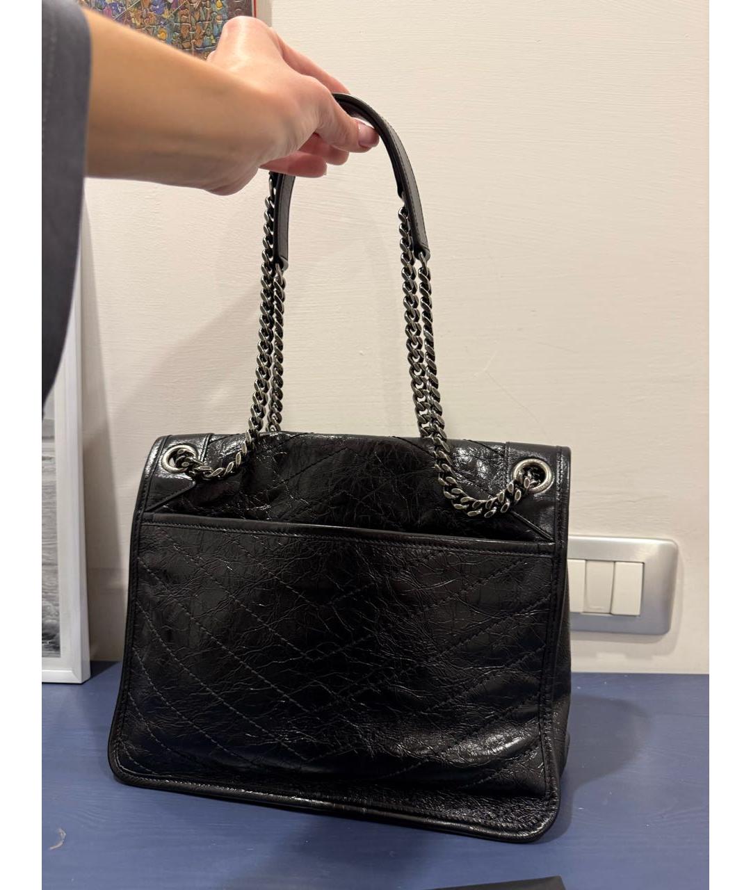 SAINT LAURENT Черная кожаная сумка через плечо, фото 3