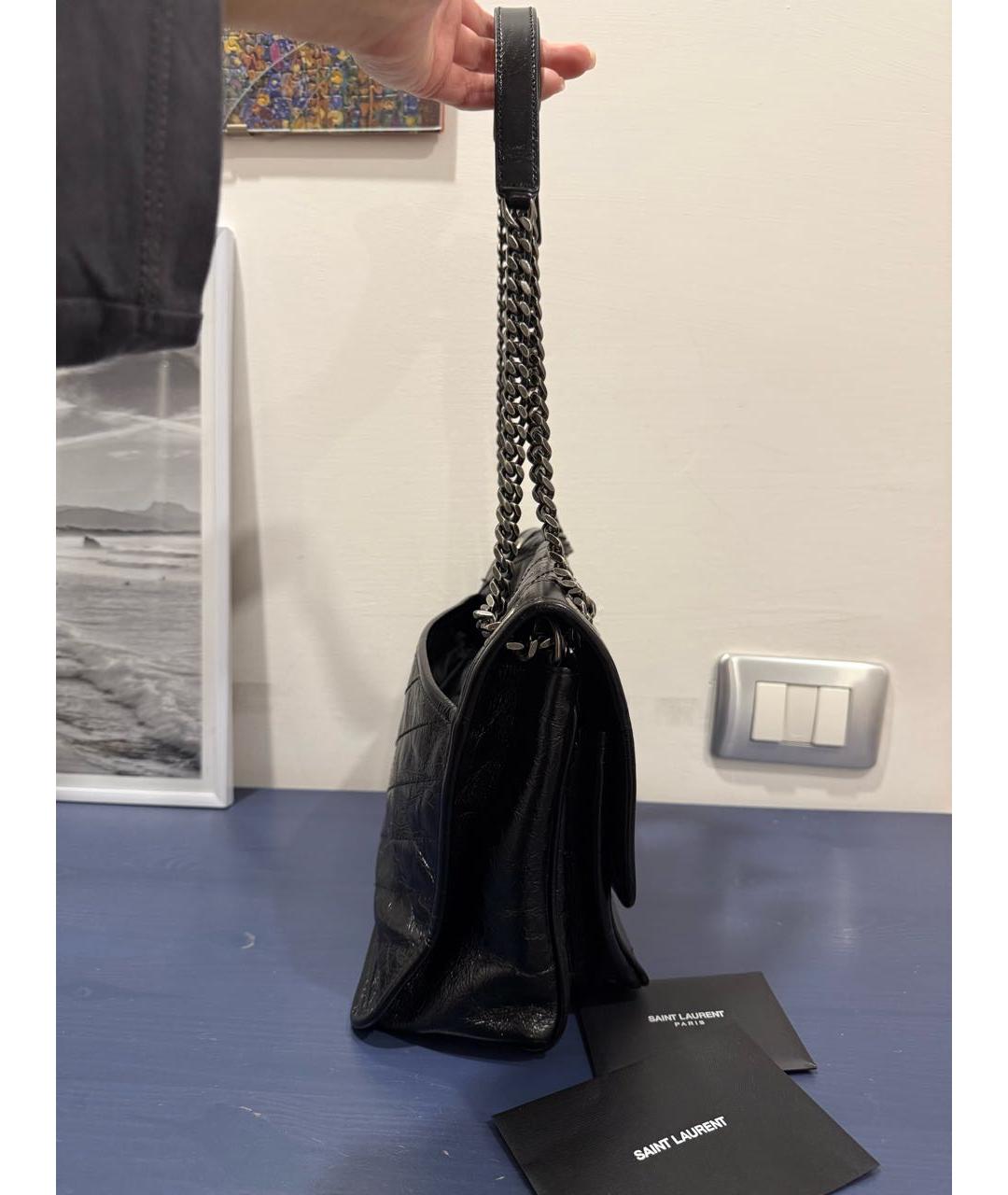 SAINT LAURENT Черная кожаная сумка через плечо, фото 2