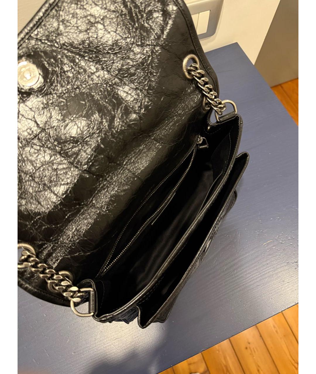 SAINT LAURENT Черная кожаная сумка через плечо, фото 4