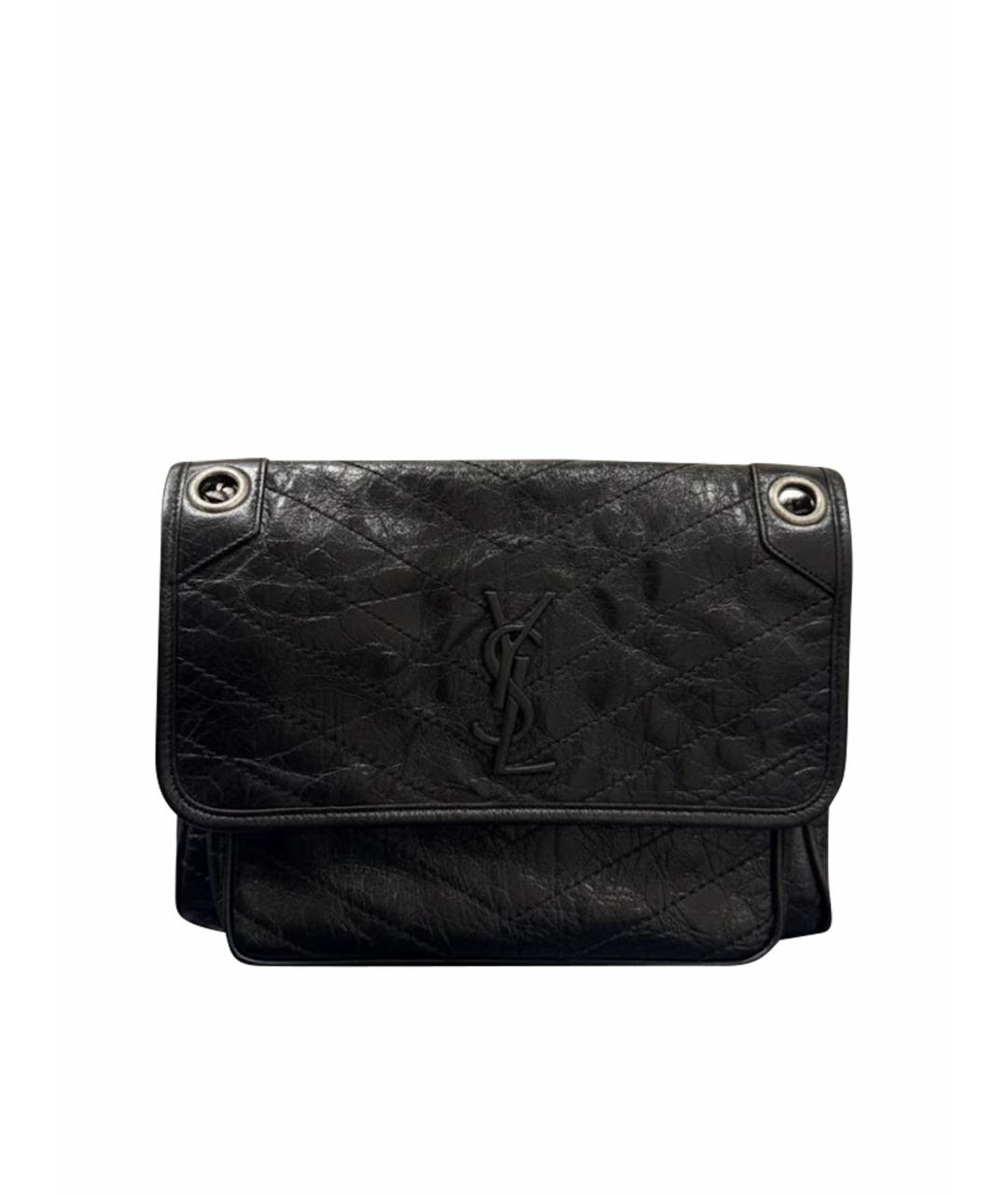 SAINT LAURENT Черная кожаная сумка через плечо, фото 1