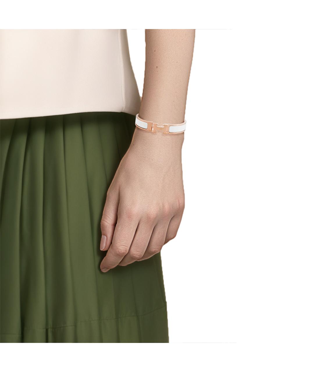 HERMES Белый металлический браслет, фото 3