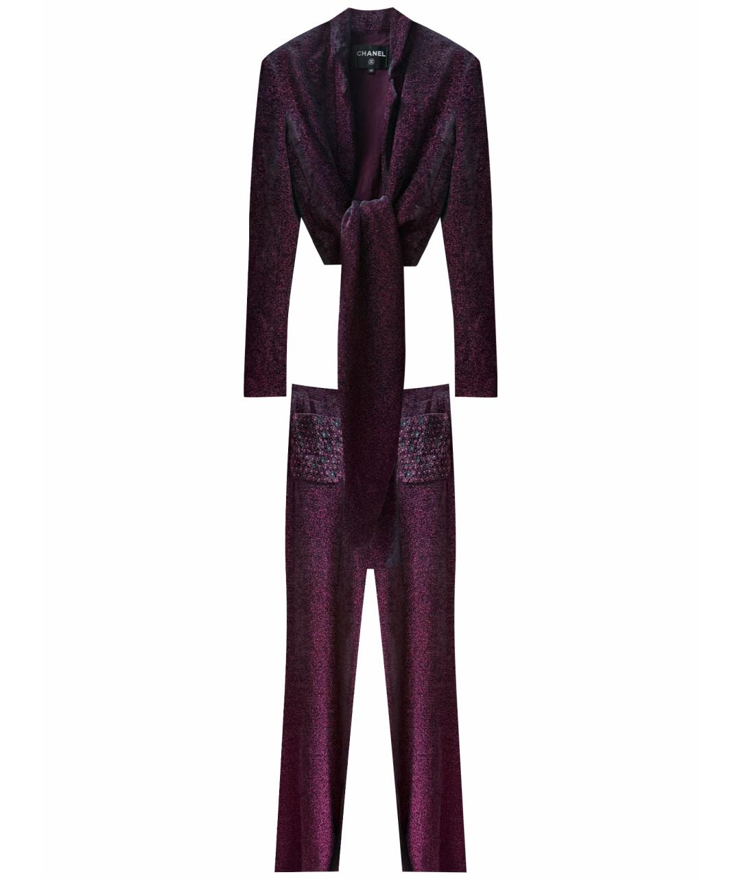 CHANEL Бордовый велюровый костюм с брюками, фото 1