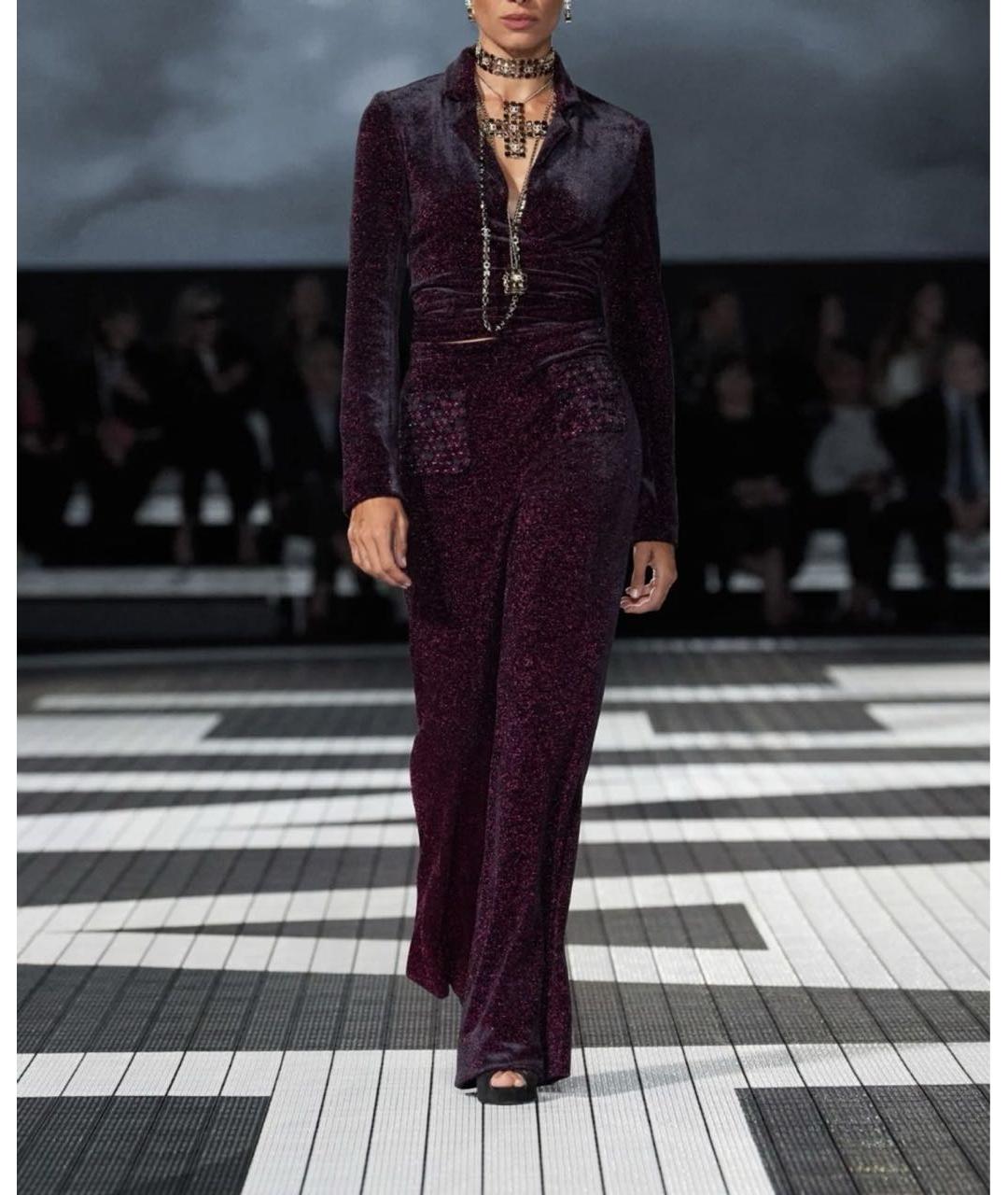 CHANEL Бордовый велюровый костюм с брюками, фото 4