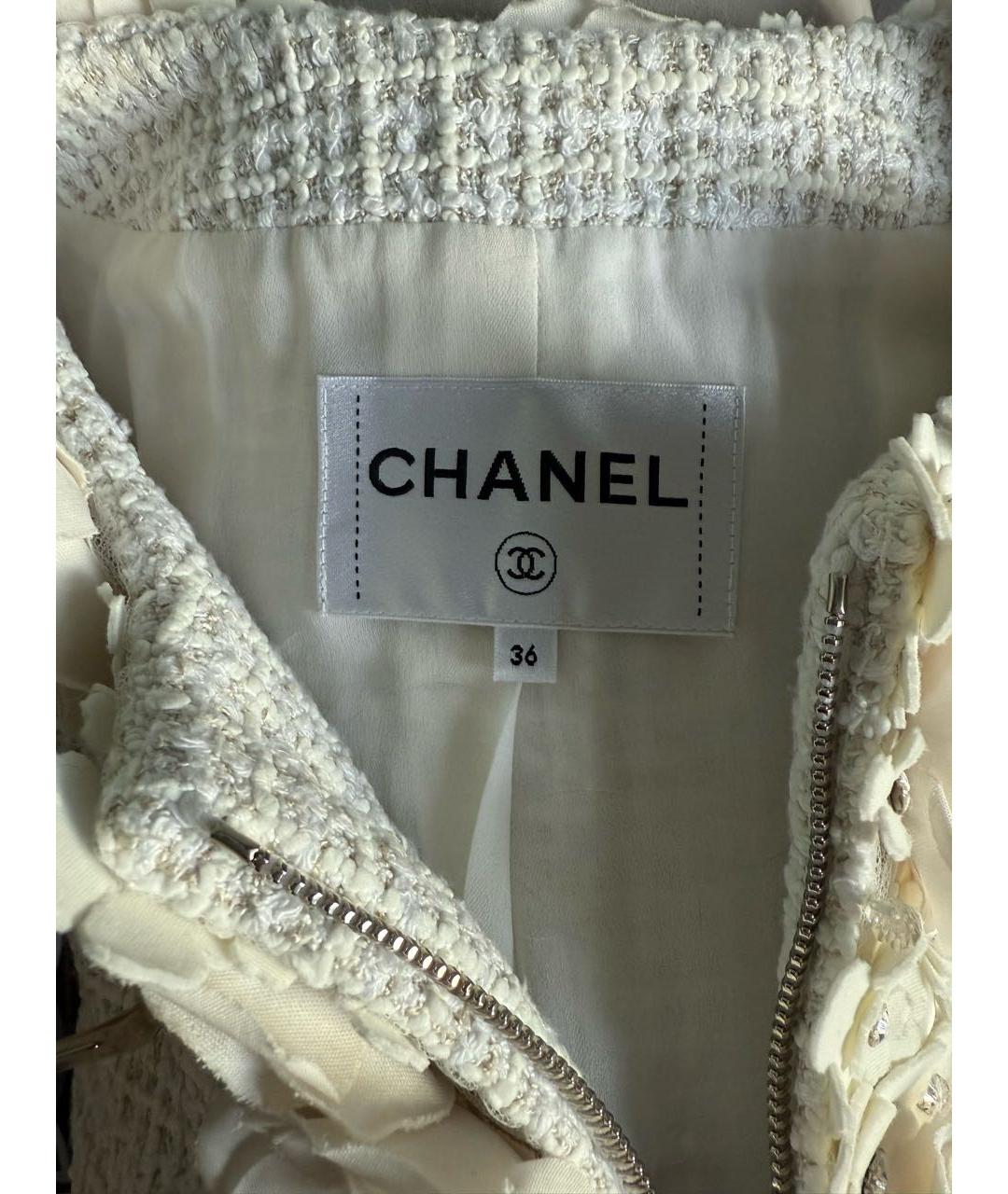 CHANEL Бежевый твидовый жакет/пиджак, фото 5